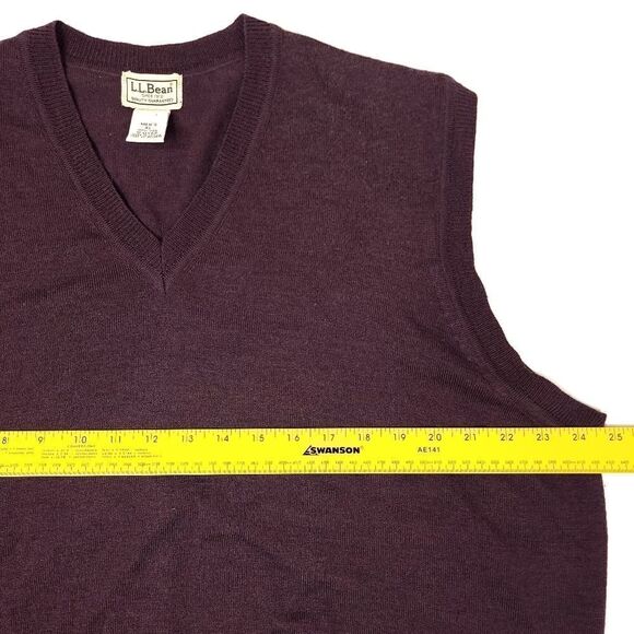LL Bean Wool Sweater Vest V-Neck Mens XL Purplish Brown Casual Outdoors - Picture 4 of 6
